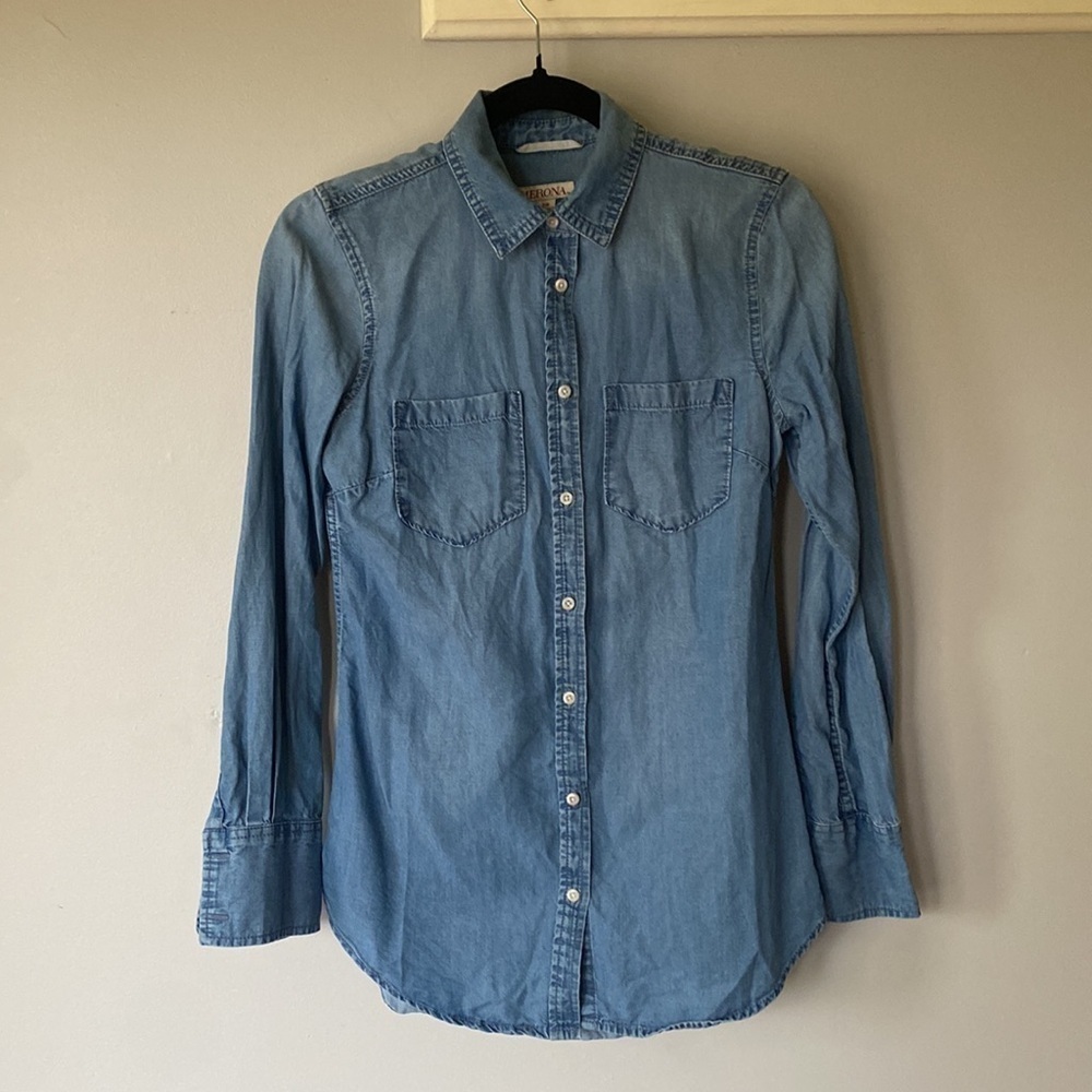 Merona Lyocell button down chambray shirt XS